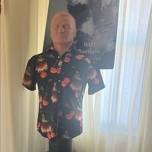 ( 0367) Men Floral Black Men's Shirt Or Theme Played Costume